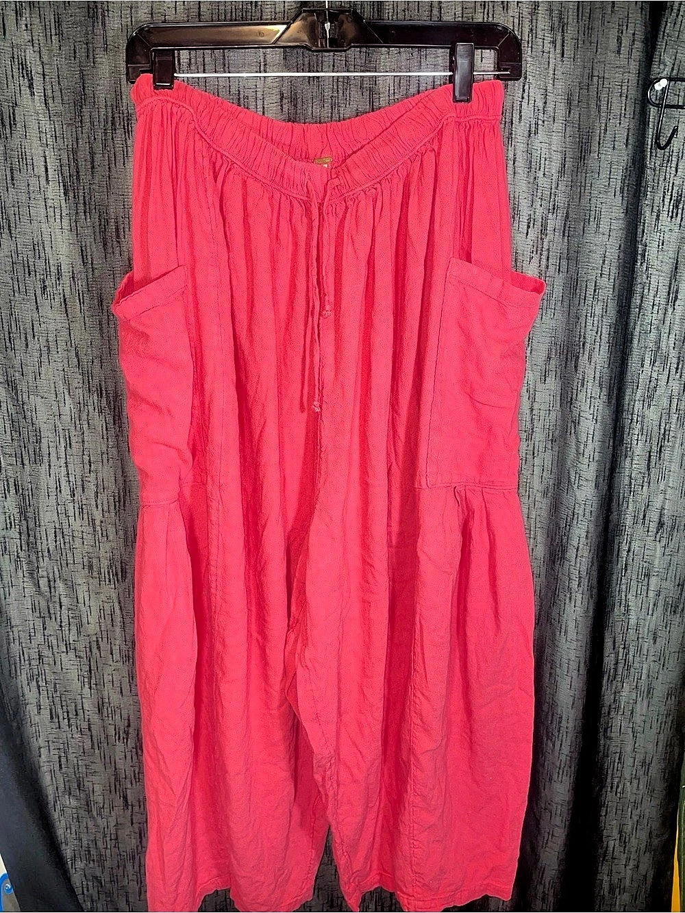 free people medium coral colored linen quinn pants